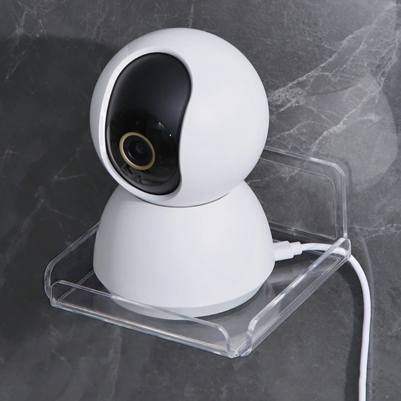2pcs Acrylic Wall Mount Camera Stand Universal Multifunctional Wall Shelf Bracket No Drill Indoor Security Camera