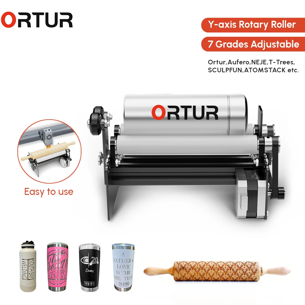

Ortur Laser Rotary Roller 360° Cutter Engraver Y-axis Rotary Module Engraving Cylindrical Objects Cans Laser Cutting Machines