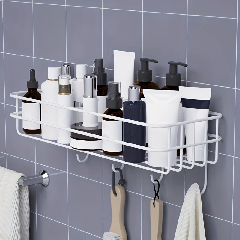 Bathroom Toothbrush Rack, Wall Hanging Free Punching Toilet Wash Table Cosmetic Wall Storage rack 6
