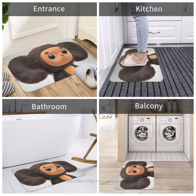 Cheburashka Szovjet Orosz Rajzfilm Csúszásgátló Ajtófürdő Fürdőszőnyeg Erkély Szőnyeg Bejárat Ajtó Hálószoba Dekoráció - Image 5
