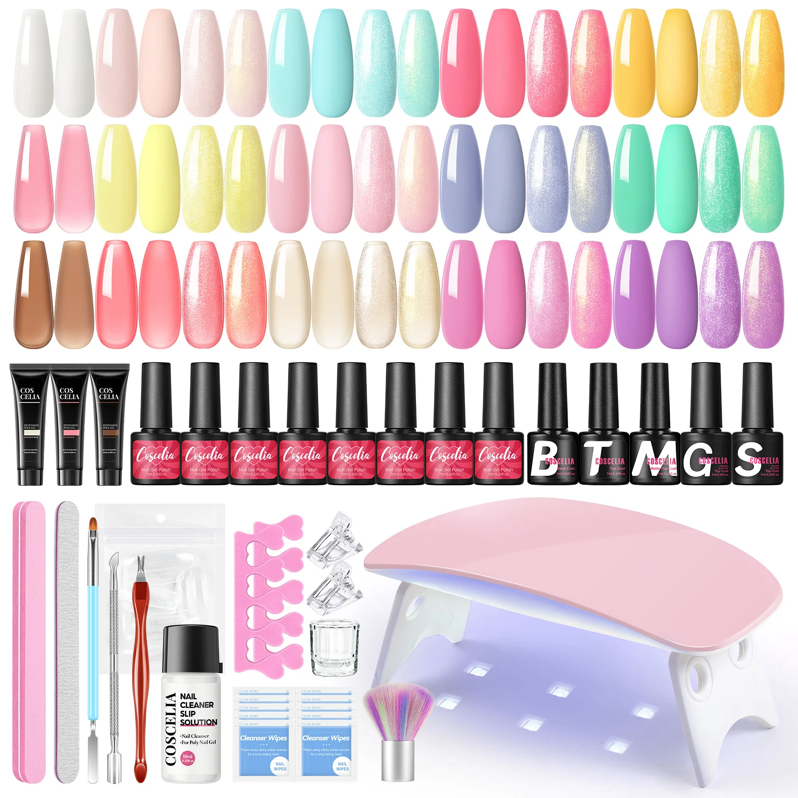 COSCELIA Nail Gel Kit Acrylic Nails Set With UV LED Lamp Dryer Color Gel Polish Kit Soak Off Manicure Tools Set 2