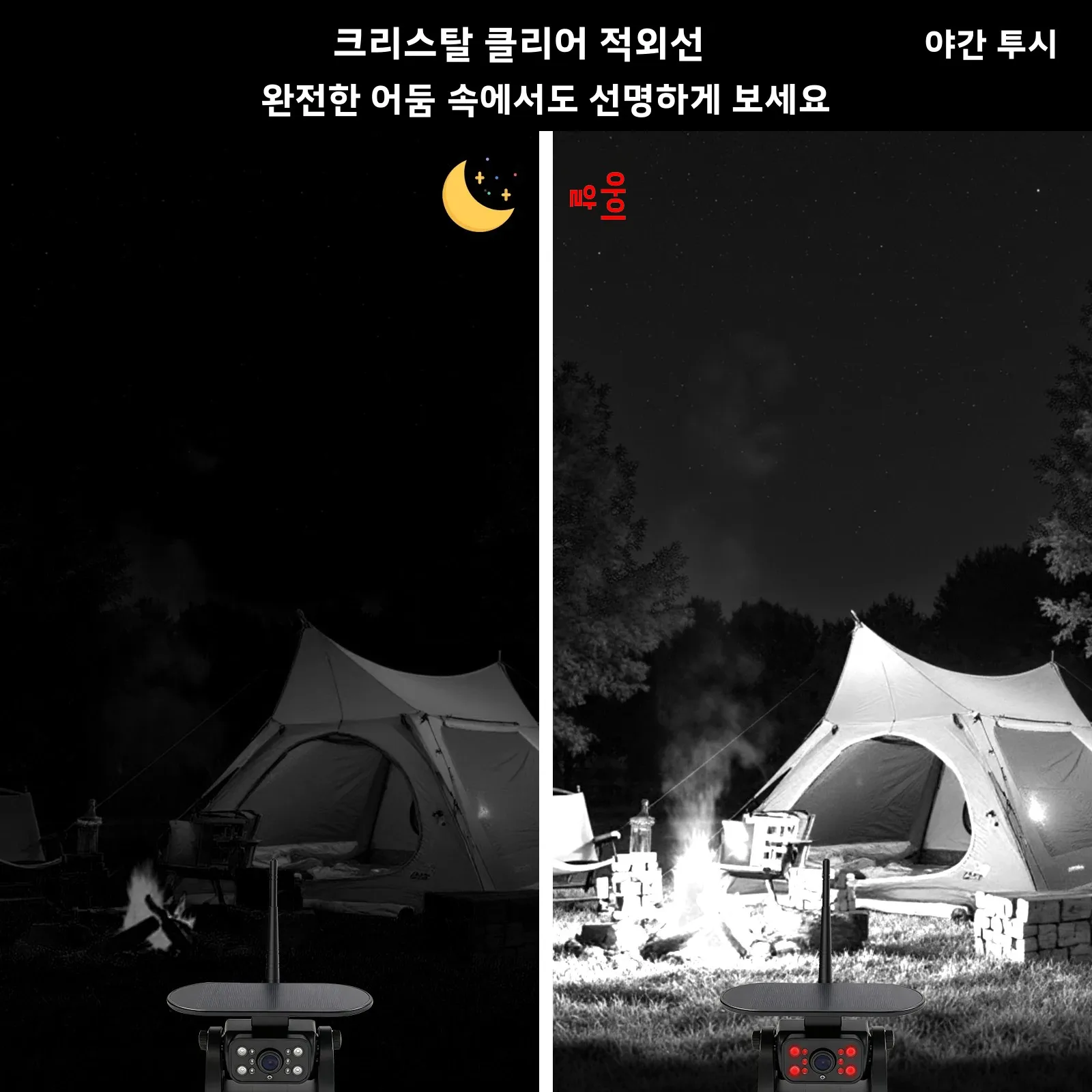 자석식 태양광 WiFi 백업 카메라 BSD 사각지대 감지 무선 DVR 레코더 (트럭, RV, 캠핑카, 트레일러용) - 후방 카메라