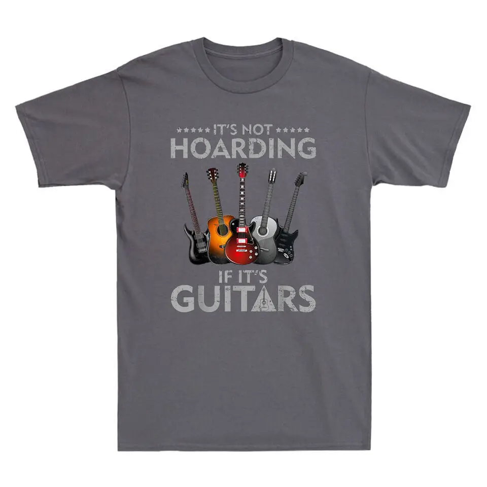 

Винтажная Мужская футболка с коротким рукавом It's Not Hoarding If Its Guitar Music Lover, качественная футболка из 100% хлопка с коротким рукавом