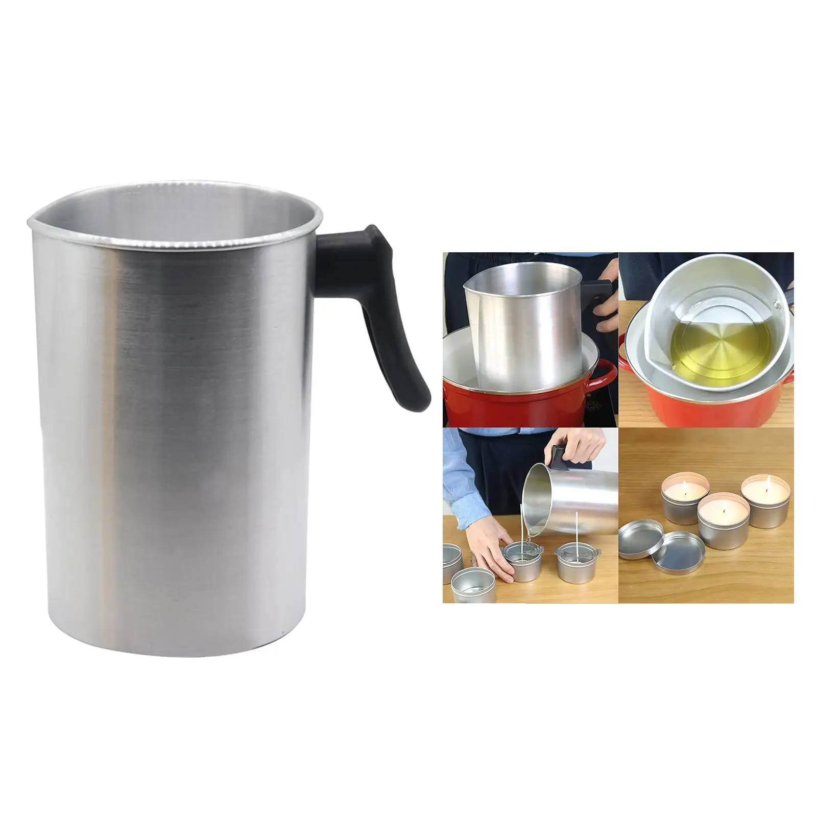 Candle Making Pouring Pot,Aluminum Candle Making Dripless Pouring Spout,Wax Melting Pot,with Resisting Handle