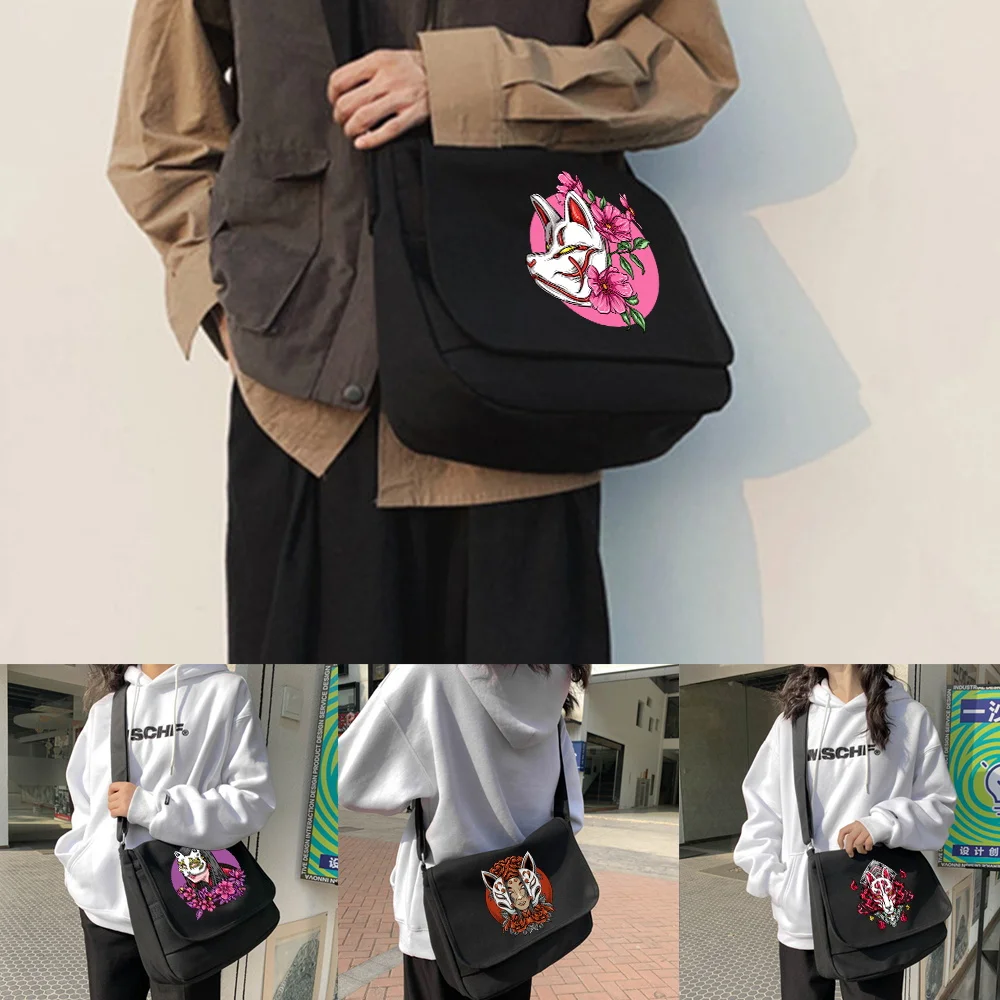 Crossbody Bag Canvas Shoulder Bags Diagonal Bag Youth Satchel Women Messenger Bags School Envelope Pouch Mask Pattern
