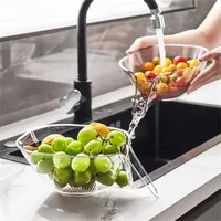 Multifunctional Drain Basket Drain Bowl Household Sink Vegetable Basin Kitchen Washing Fruit Plate Plastic 3
