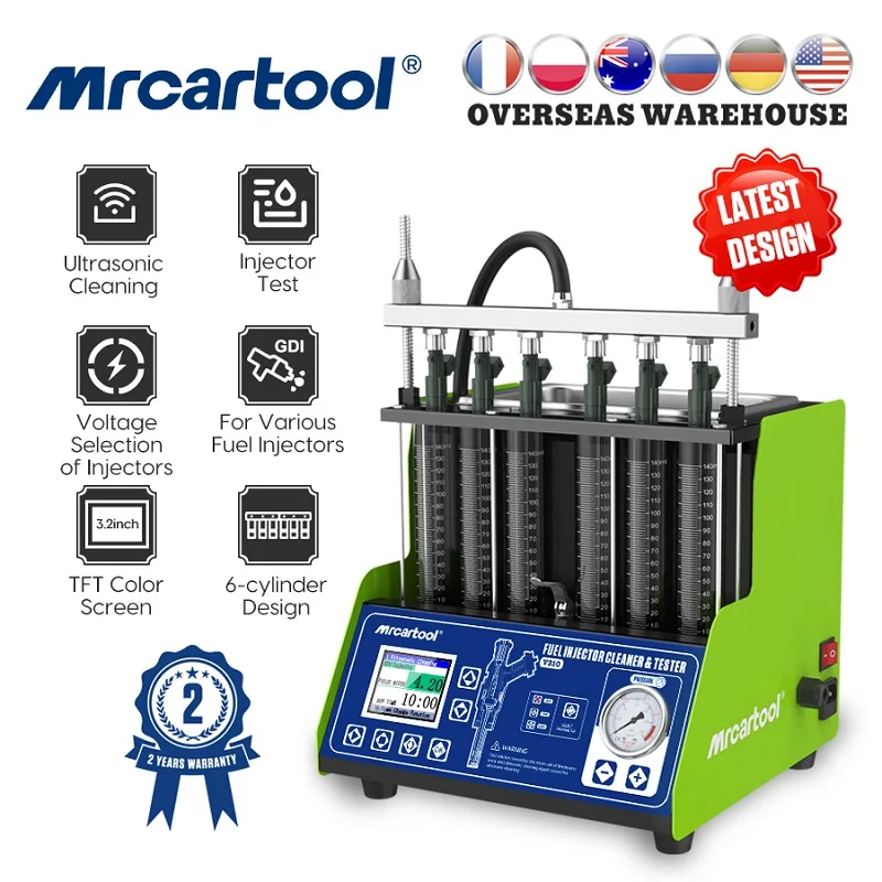 MRCARTOOL V310 Car GDI Fuel Injector Tester Cleaning Machine 6 Cylinders Fuel Injector Tester 110V 220V Cleaning Diagnostic Tool