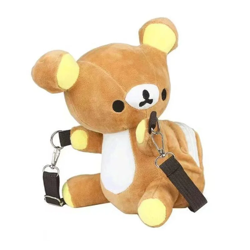 24cm Cartoon Rilakkuma Bear Platypus Plush Backpack Soft Shoulder