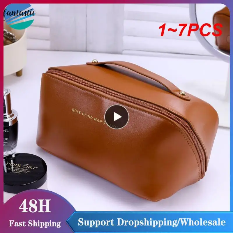 

1~7PCS Basedidea Women Cosmetic Bag Plaid Toiletries Travel Storage Bag Pu Leather Portable Waterproof Organizer Makeup Bag