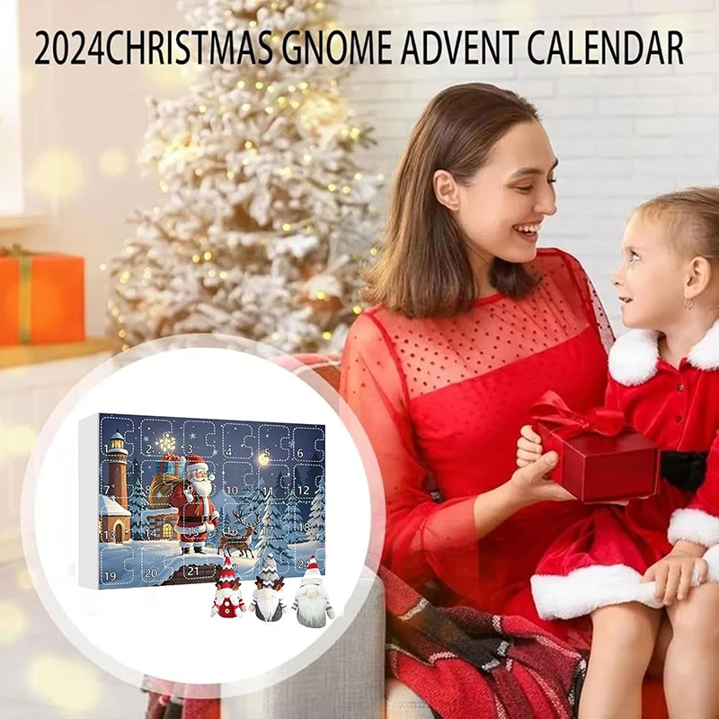 Christmas Gnome Countdown Calendar Xmas Advent Calendar Blind Box With Collectible Plush Doll Toy