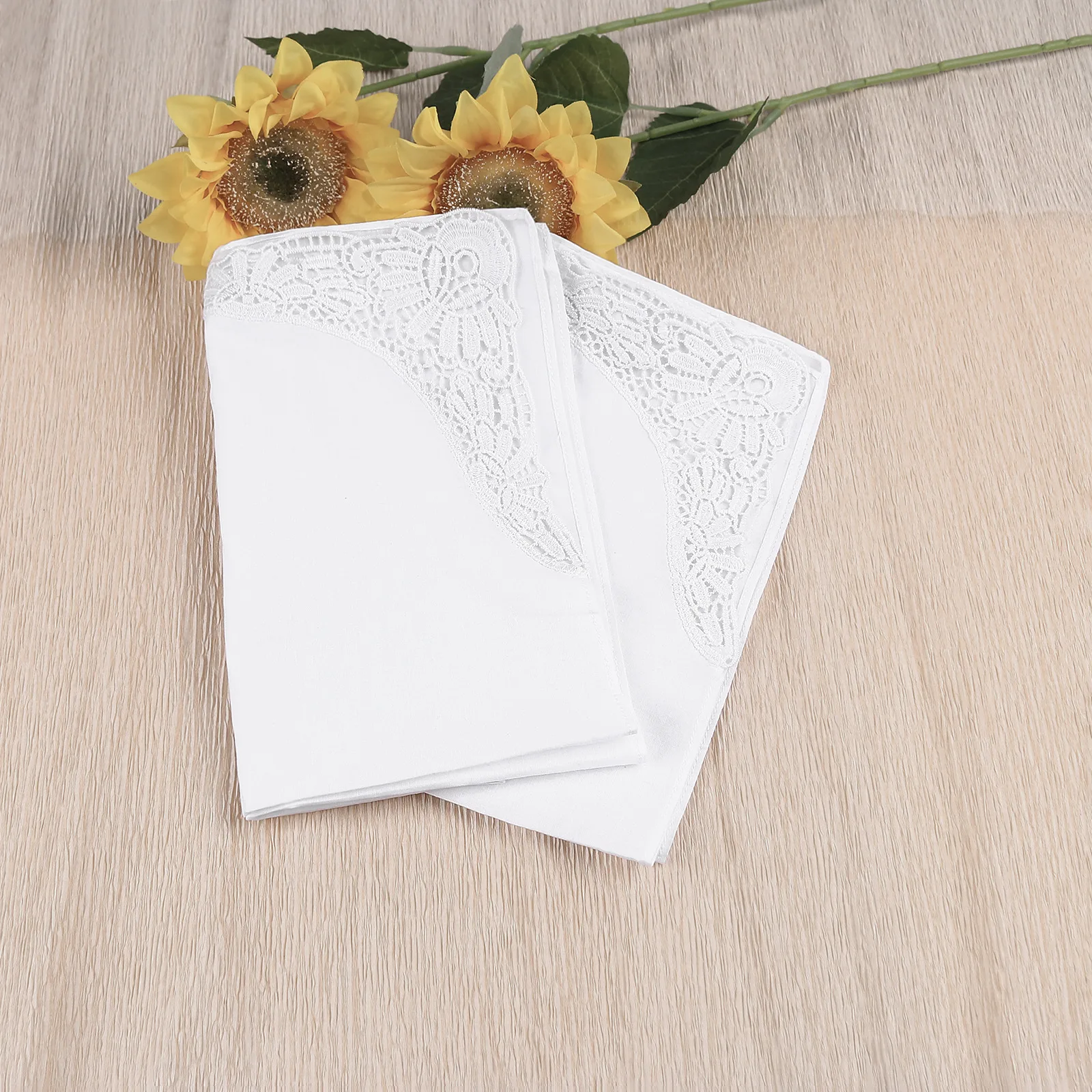 3/6pcs Unisex Cotton Handkerchief Soft Washable Hanky Soluble Lace Hand Towel Pocket Wedding Party Gift 43x43cm