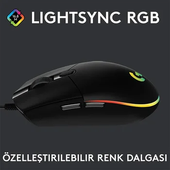 Logitech G102 Mouse USB Wired Gaming Mouse 8000 DPI Rainbow Optical Effect Screen For PC/Mac Computer and Laptop 3