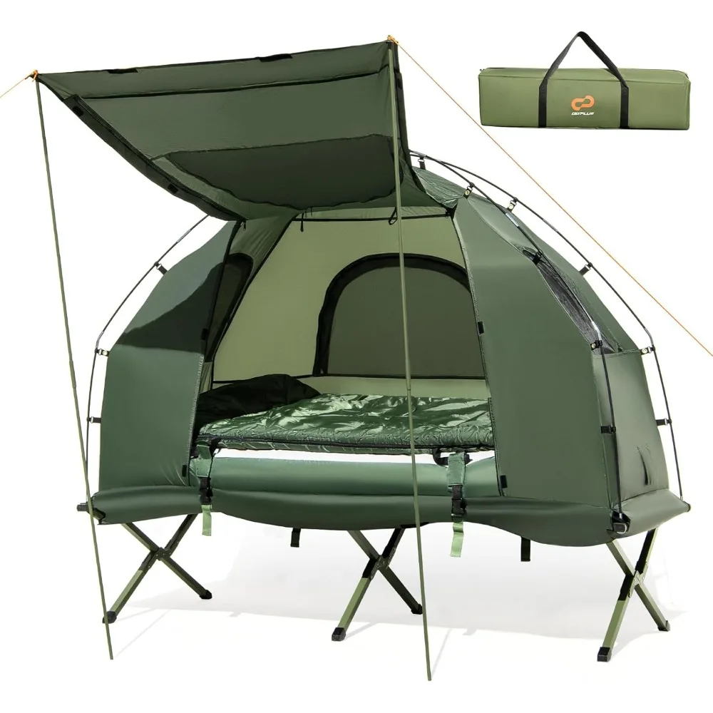 5-in-1 Folding Camping Tent Cot with Air Mattress, Pillow, Sleeping Bag & Elevated Tent Shelter 1