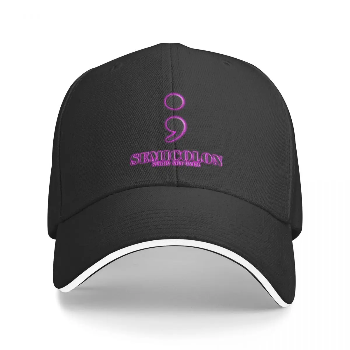 

Semicolon ; Story NOT OVER Pink glow Baseball Cap Beach Outing Trucker Cap Hat Men's Women's