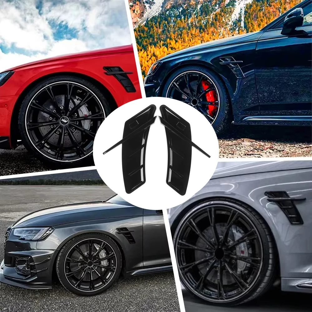 페어 카 에어 플로우 윙 벤트 트림 사이드 펜더 스티커 장식 ABS For Audi A3 A4 A5 A6 A7 A8 Q3 Q5 Q7 RS5 RS6 RS7 S3 S4 S5