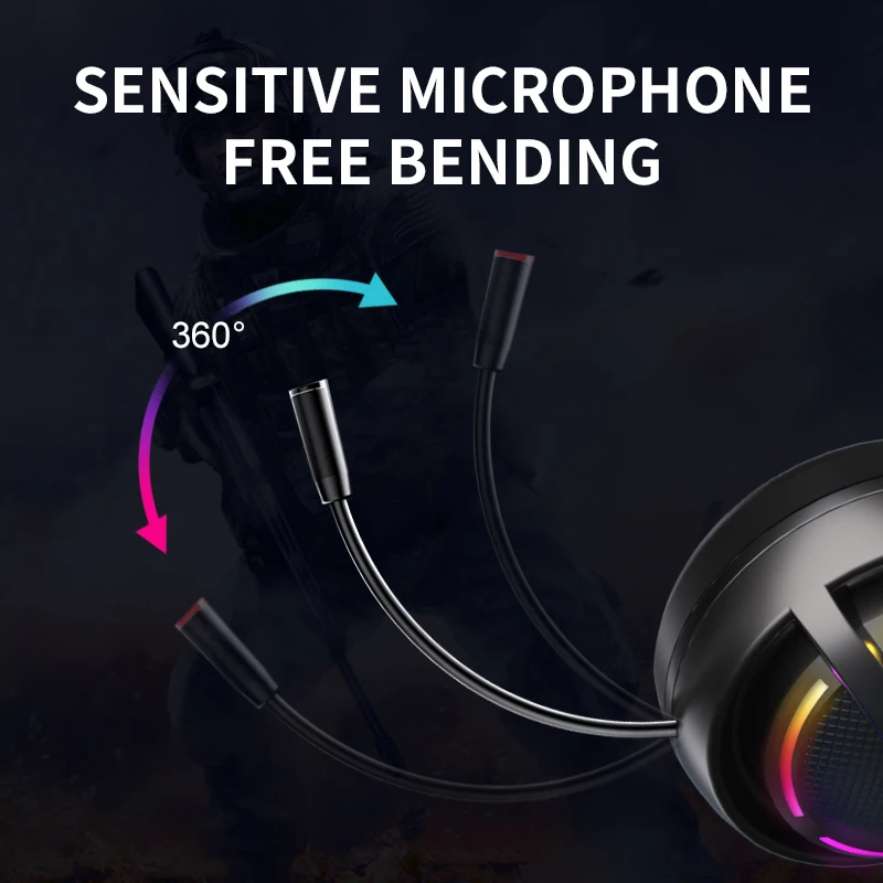 Gaming Headset with Microphone Switch for PS4 Wired Earphones 7.1 Surround Sound 3.5mm Computer Game Headphones PC Laptop Xbox