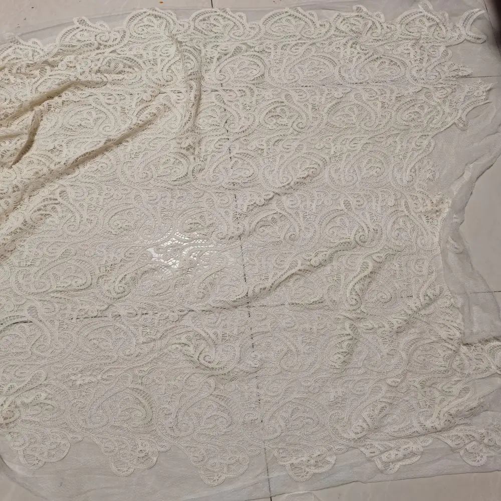 Cotton yarn diamond mesh base embroideried clothing for woman dress apparel geometric shape for cotton fabric