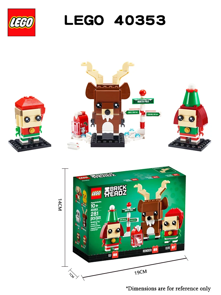 Elf Brickheadz 40353 LEGO 40353 Brickheadz Reindeer, Elf And Elfie