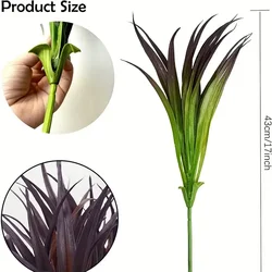 UV Resistant Outdoor Artificial Plants - Tall Grass and Tropical Flowers (Purple Blue 1pcs)