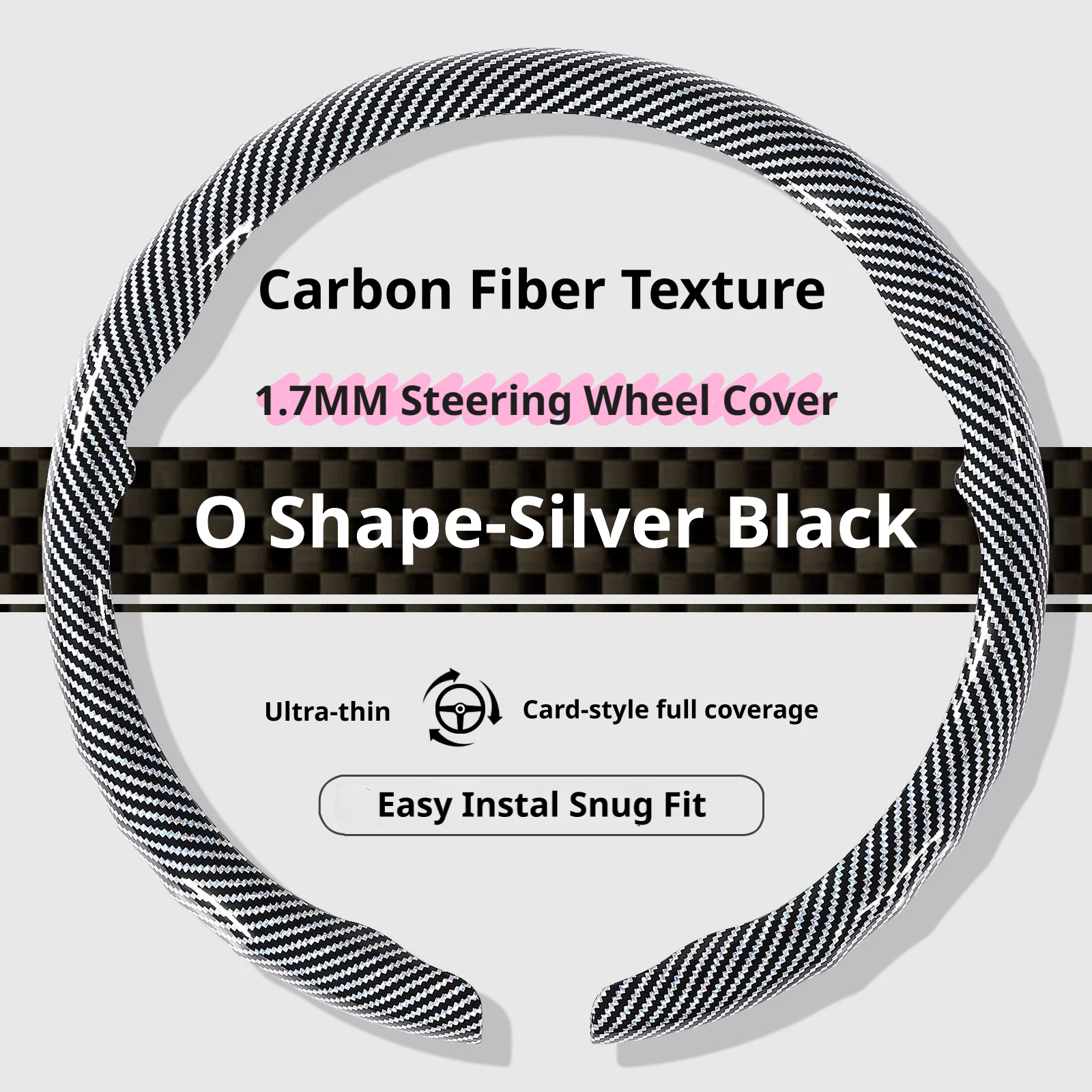 Luxury Carbon Fiber Texture Steering Wheel Cover - 15 Inch