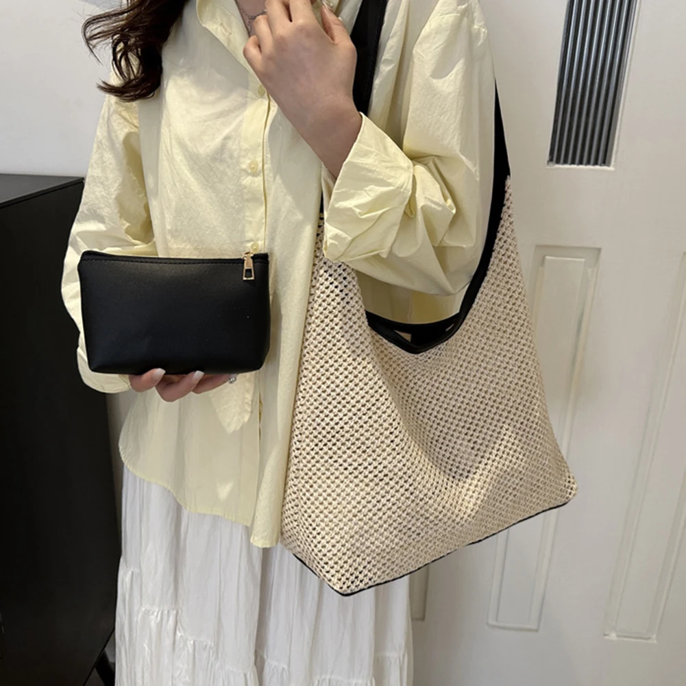 PP Straw Tote Bag for Women Raffia Shoulder Bag Top Handle Clutch Purse for Women Boho Rattan Woven Handbags for Summer Beach