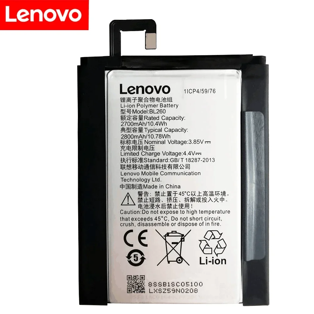 100% Original High Quality Replacement 2800mAh Phone Battery BL260 For Lenovo Vibe S1 Lite Batteries For Lenovo Mobile Phone