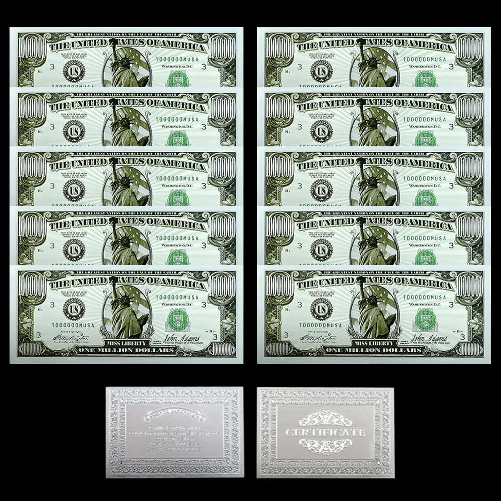 10 Pezzi Us Statua Della Libertà Banconote In Argento Un Milione Di Dollari Banconote Commemorative Banconote Decorazioni Per La Casa Artigianato