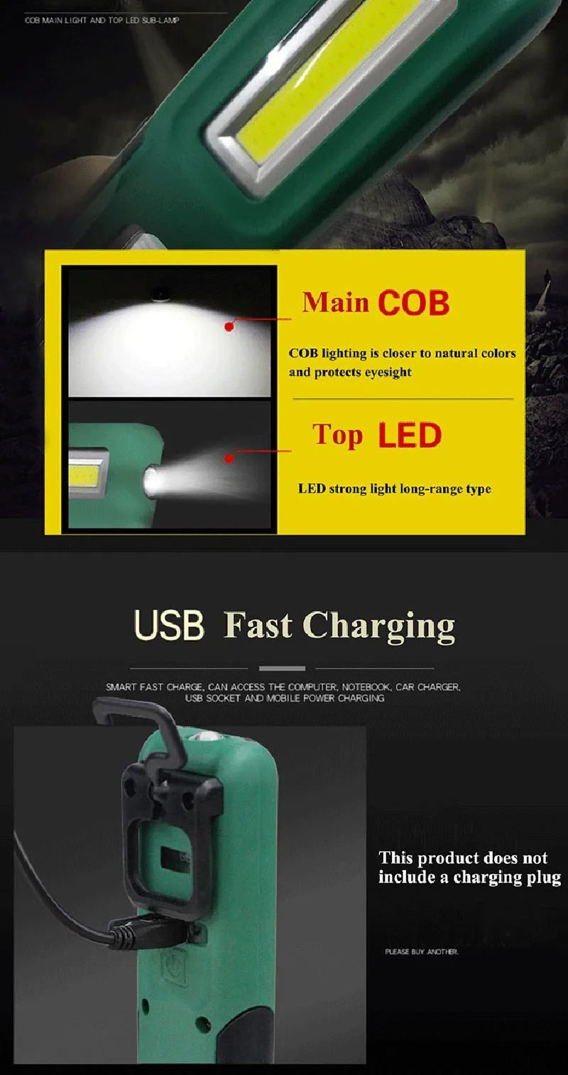 Description Picture 6 of itemRechargeable led Pen Light with Laser Pointer Portable Magnetic cob led Work Light with Red Emergency Light