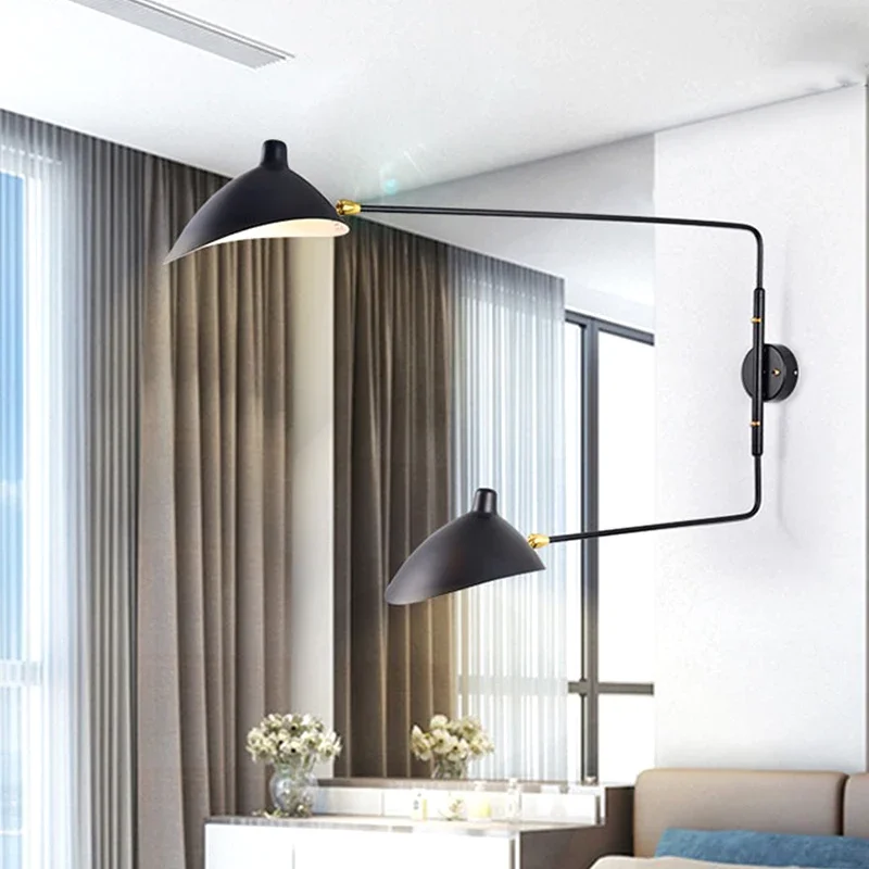 Nordic rotating long pole LED wall lamp creative lighting fixture for living room, bedroom, dual head lighting wall lamp 5
