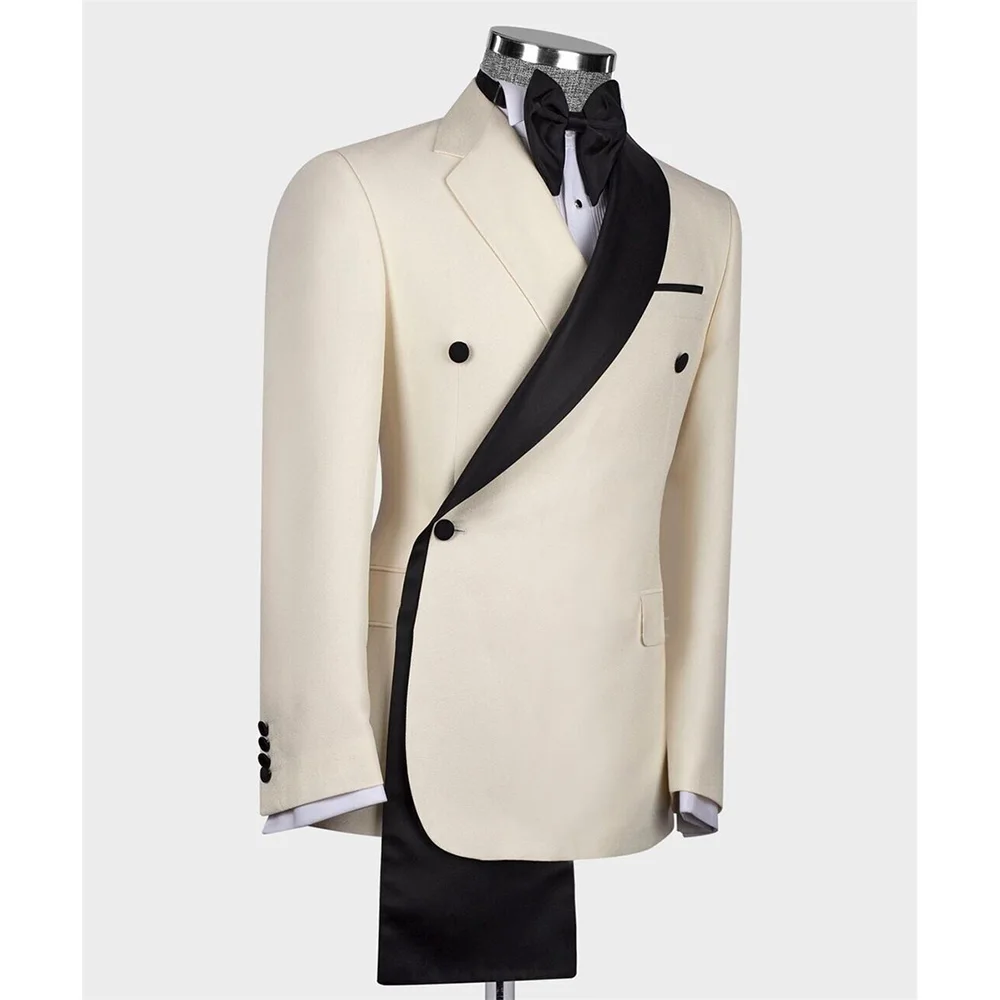 Men Suits Slim Fit Fashion Notch and Shawl Lapel Blazer Set Chic Business Formal Party Office Wedding Tuxedo 2 Piece