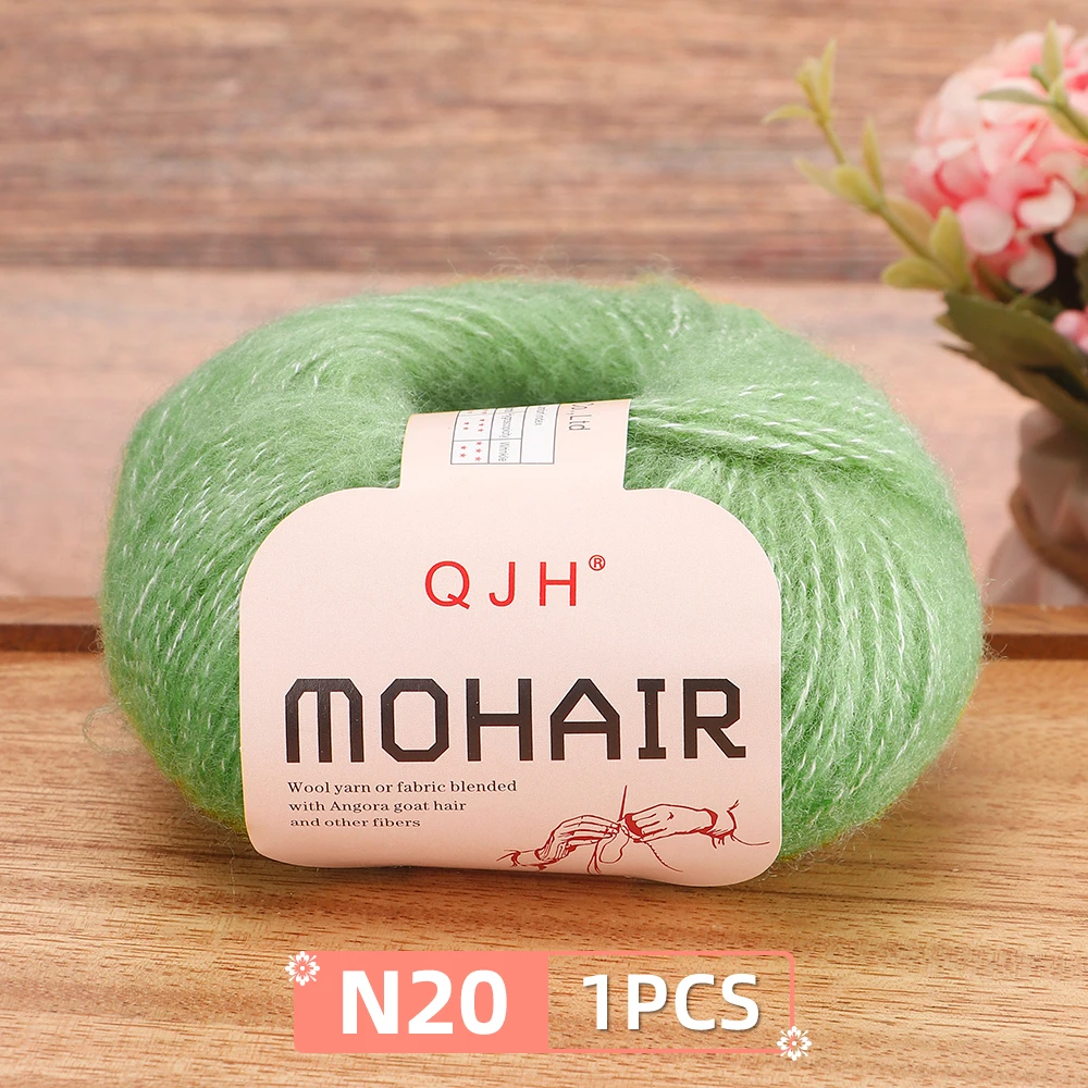 QJH 1PC 25g Fine Mohair Yarn for DIY Crocheting and Knitting