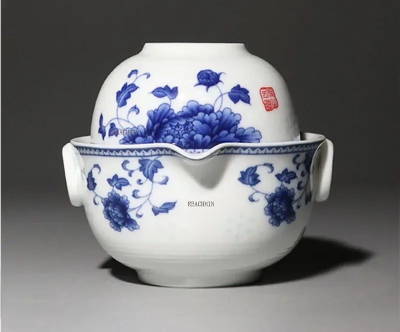 . Porcelain tea set includes 1 pot and 1 cup, high quality elegant gaiwan, beautiful and easy teapot. Cup of coffee