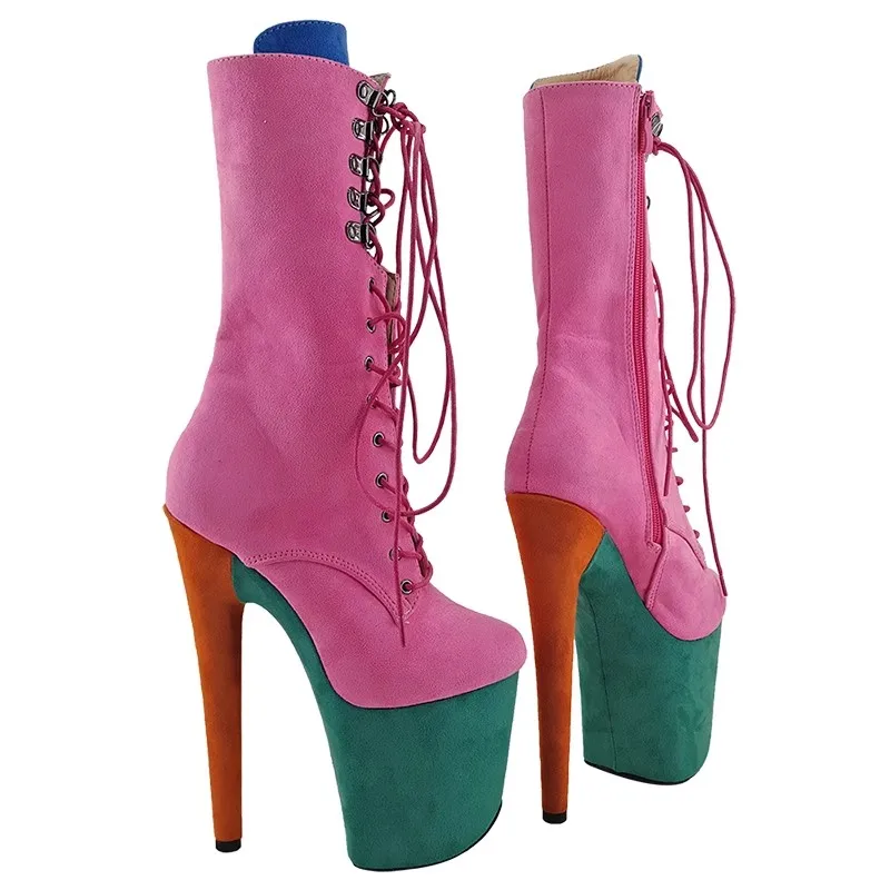 

LAIJIANJINXIA New Multicolored Suede Fashion 20CM/8 Inches Pole Dancing Shoes High Heel Platform Women's Modern Boots