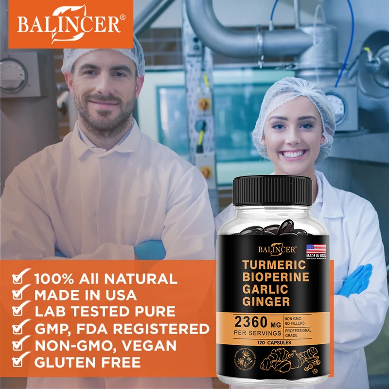 Balincer Curcumin Max Potency 95% 2360 Mg with BioPerine Black Pepper Extract for Overall Health turmeric ginger supplement