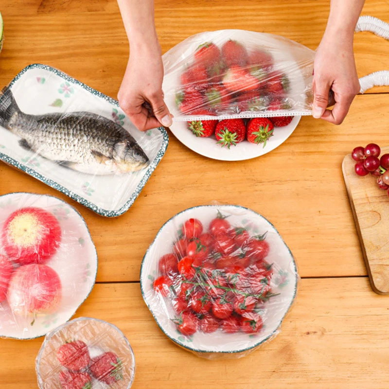 

100 Многоразовые крышки для хранения пищевых продуктов, пластиковая пленка для упаковки пищевых продуктов