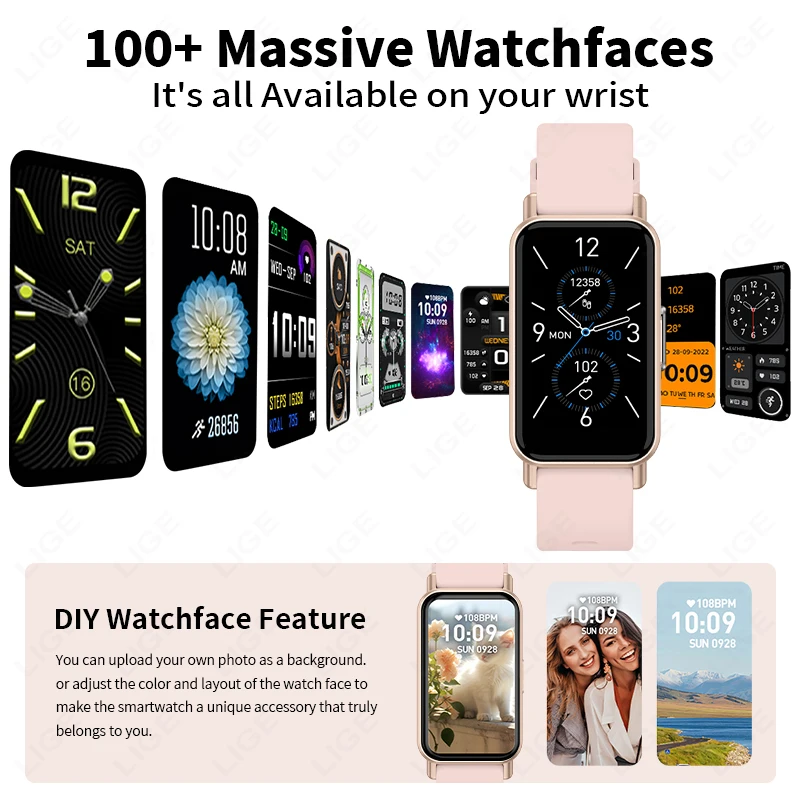 LIGE Voice Calling Smart Bracelet Women Smartwatch Heart Rate IP68 Sports Fitness Men Smart Watch For Android IOS Ladies Gift