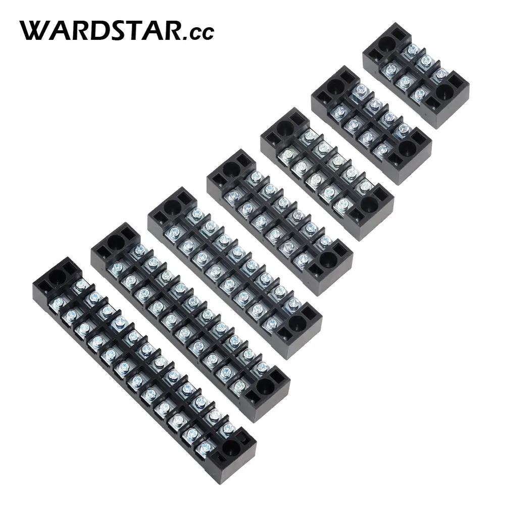 3/4/5/6/8/10/12 Positions 600V 15A Dual Rows Covered Barrier Screw Terminal Block Strip wire connectors din rail terminal block