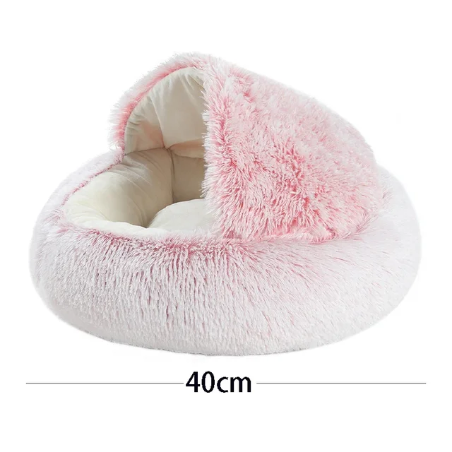 Cat Dog  Bed Pet Mattress Sleeping Warm Soft Plush Pet Bed with Cover Round  Nest Cave for Small Dogs kitten 4