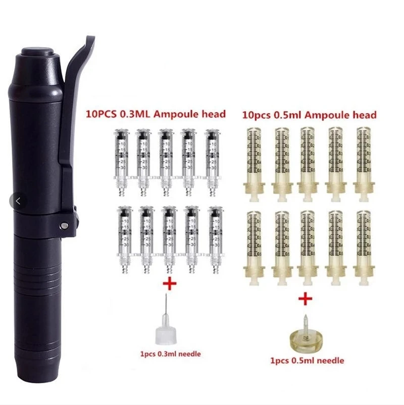 2 In1 Meso Injection Gun Hyaluron Pen 0.3Ml & 0.5Ml Head Gold Hyaluronic Acid Pen Meso Gun Nebulizzatore Lip Injection Anti Rughe