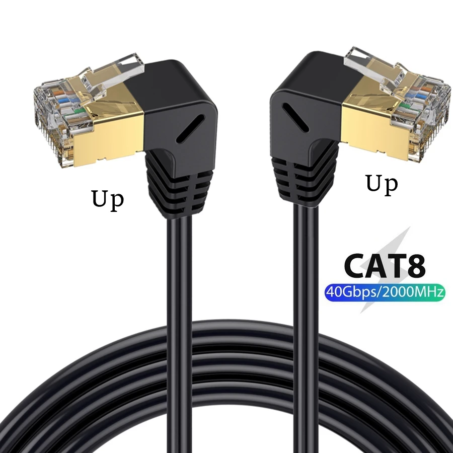 Cat8 케이블 SFTP 40Gbps RJ45 네트워크 랜 90도 네트워킹 인터넷 랜 코드 노트북 PS 4 라우터용 차폐형 RJ45