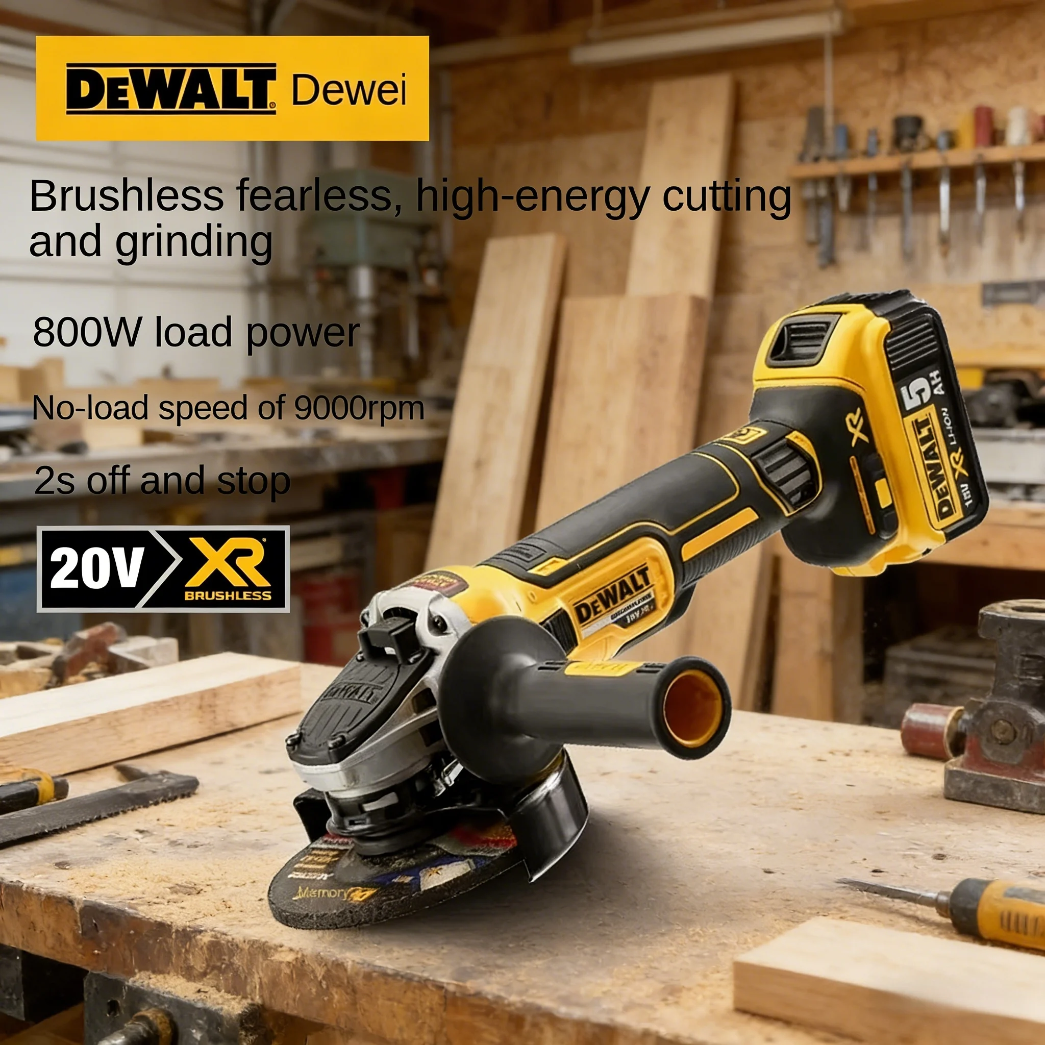 DEWALT DCG405 125mm 플랫 헤드 앵글 그라인더 베어 머신 공구 절단..