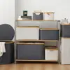 Morden Bamboo Frame Storage Basket Fabric Storage Cube Foldable Storage Basket With Capacity Stable Structure Organizing Toys 5