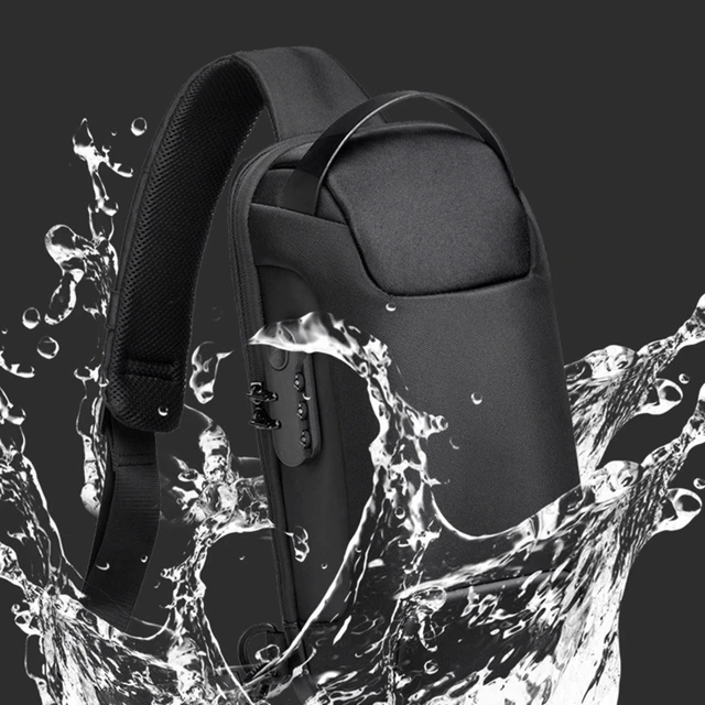 Bolso cruzado con Usb para hombre, bandolera antirrobo, impermeable, Oxford, multifunción, corto, de viaje