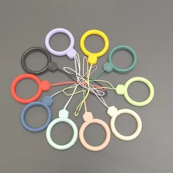 Premium Soft Silicone Wrist Strap Lanyard with Finger Ring Keychain Attachment - 5 PCS (Random color)
