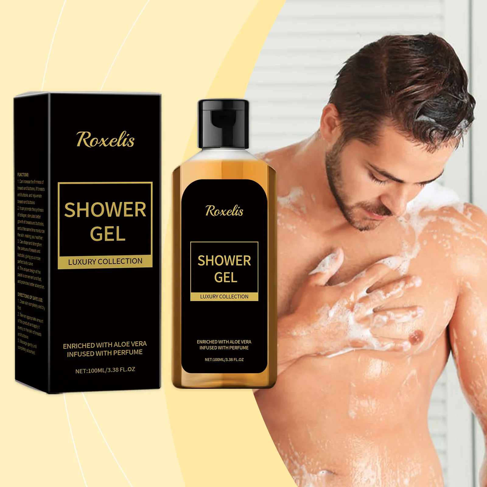 Roxelis Men Shower Wash Pheromone Perfume Shower Gel 100ml Pheromone Shower Gel Aloe Shower Gel Unisex Long-Lasting Freshness 6