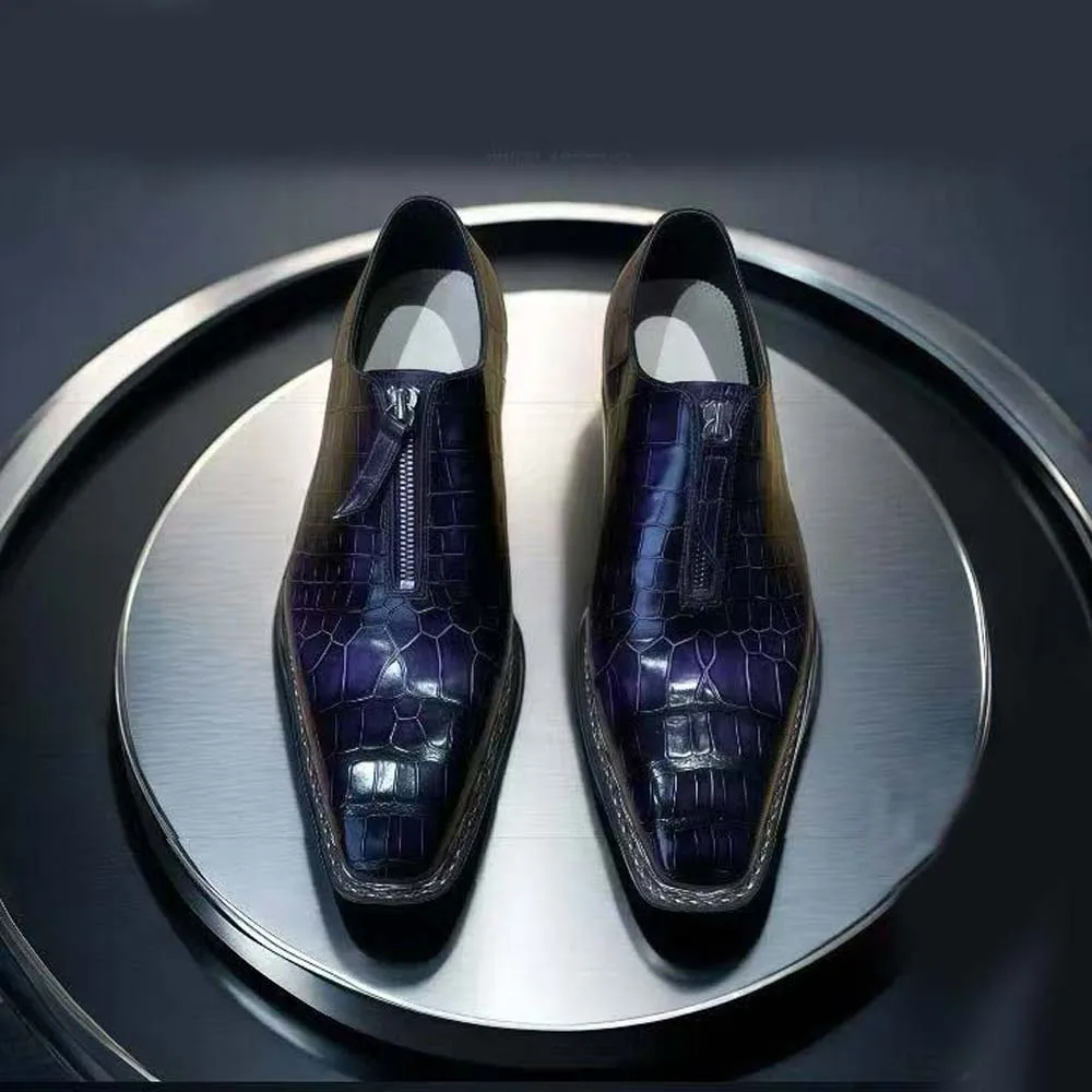 sanyeshechiping new men formal shoes male crocodile shoes blue