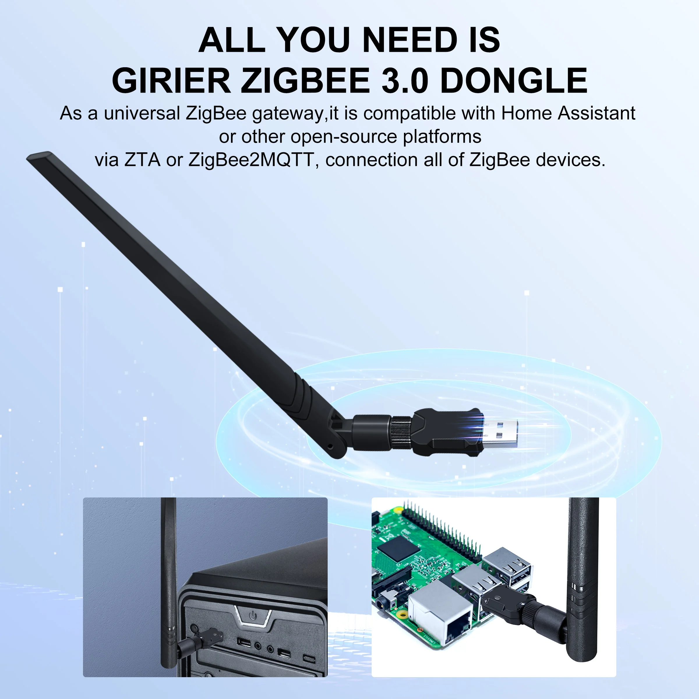 ZigBee 3.0 USB Dongle Wireless Universal ZigBee Gateway with High Gain Antenna Support OpenHAB ZigBee2MQTT Home Assistant for zigbee gateway,smart gateway,zigbee adapter,zigbee controller
