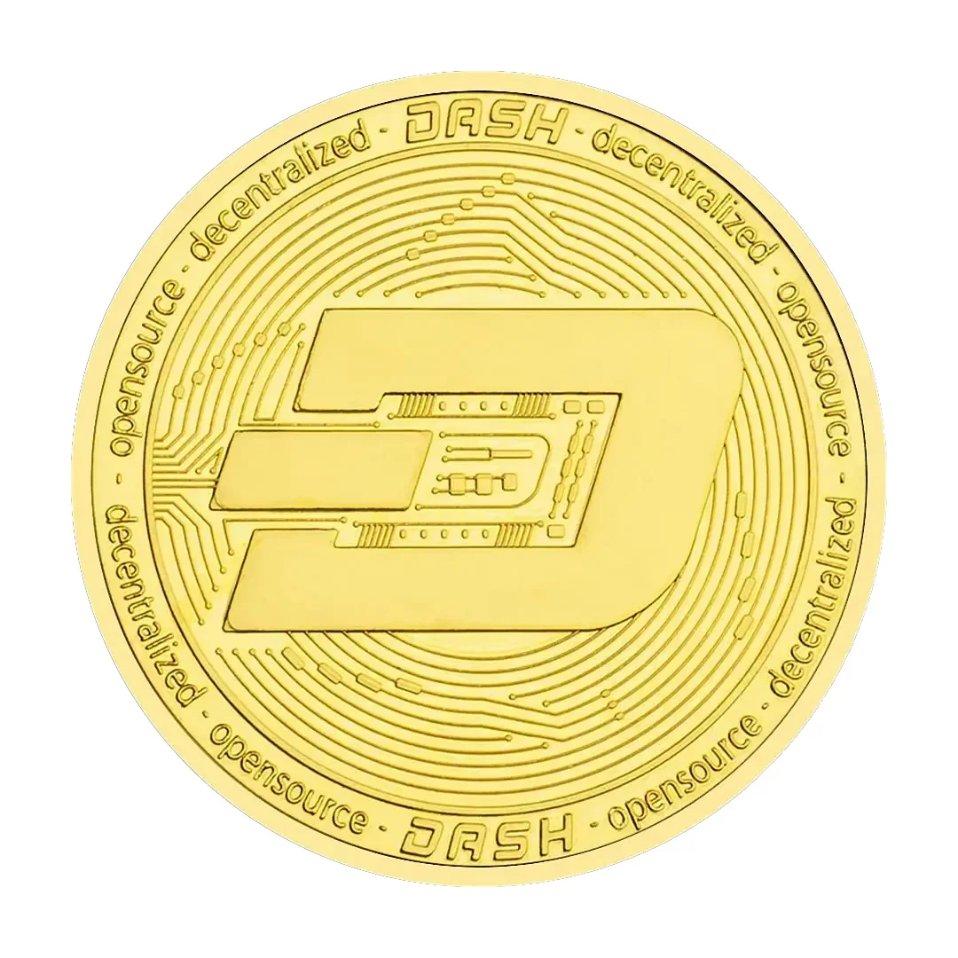 Gold-Plated DASH Cryptocurrency Collectible Coin - Commemorative Edition