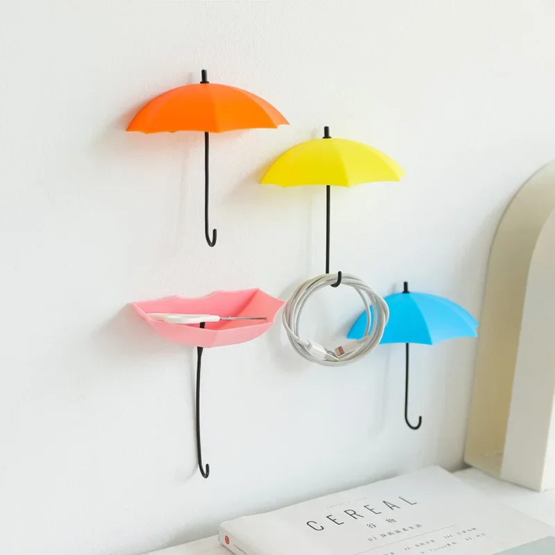 Umbrella Shape Adhesive Sticker Wall Hook Creative Hanger Cute Bag Key Holder Wedding Bathroom Kitchen Christmas Home Decoration