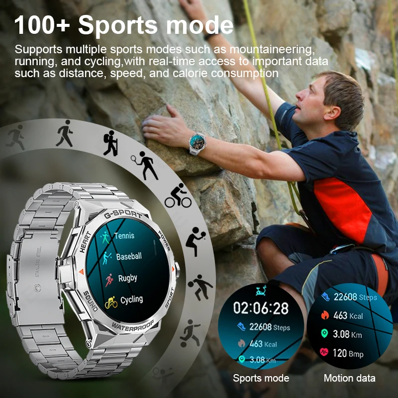 LIGE Smart Watch Men AMOLED Military Men Fitness Tracker Heart Rate Blood Pressure Monitoring Sleep Quality Analysis Smartwatch